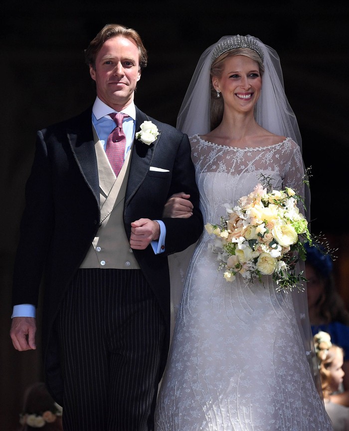 WINDSOR, ENGLAND - MAY 18: Lady Gabriella Windsor and Thomas Kingston leave after marrying in St Georges Chapel on May 18, 2019 in Windsor, England. (Photo by Victoria Jones - WPA Pool/Getty Images