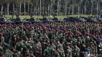 Sejumlah pasukan TNI mengikuti apel pengamanan jelang pengumuman rekapitulasi suara Pemilu serentak 2019 yang akan diselenggarakan pada 22 Mei mendatang.