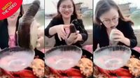 Vlogger China Ini Viral Usai Mukbang Pakai Kerang Bentuk Mr P