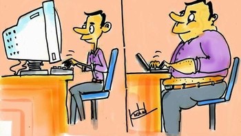 Komputer semakin kecil, namun manusianya makin besar karena malas bergerak. (Foto: justsomethingcreative)