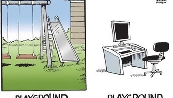 Taman bermain anak-anak yang sudah berubah jadi peralatan gadget. (Foto: justsomethingcreative)