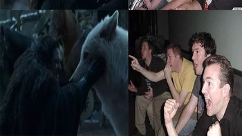 Duh, momen yang seharusnya jadi klimaks malah dicibir kalah bermakna ketimbang momen Jon Snow dengan Ghost. (Foto: Boredpanda.com)