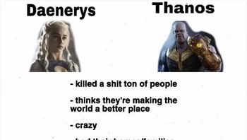 Kelakuan Daenerys dianggap mirip dengan Thanos. Daftar kesamaan mereka pun dibuat. (Foto: Boredpanda.com)