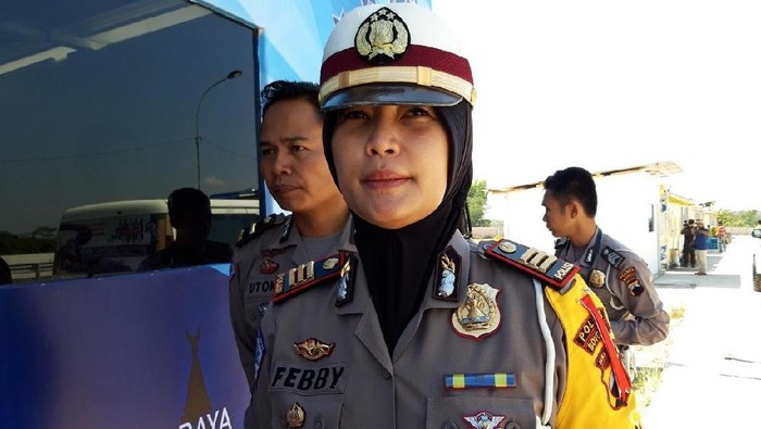 Kasatlantas Polres Boyolali, AKP Febriyani Aer, di tol Boyolali, (21/5/2019).