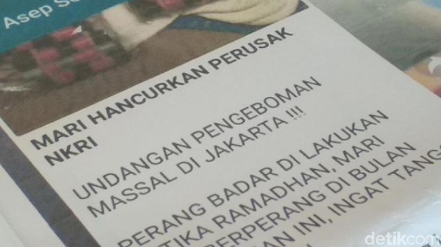 Ini Pesan Ajakan Mengebom Massal yang Disebar Guru Garut