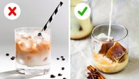 Buatlah es batu dari kopi dari pada air biasa agar es kopi susu tidak encer saat es mencair. Foto: Brightside