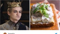 Inilah Joffrey Baratheon yang ibaranya seperti sandwich ikan herring dengan acar. Dingin dan tidak menyenangkan, kata Amelia. Foto: Twitter AmeliaLKD
