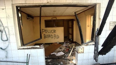 Kondisi Pos Polisi Sabang Pasca Dibakar