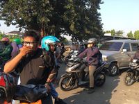 Suasana di flyover Slipi pukul 07.40 WIB