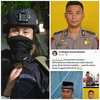 Dalam foto yang beredar, tampak 3 polisi yang memakai penutup wajah dan seolah-olah disebut berasal dari China karena dinilai memiliki mata sipit. Kadiv Humas Polri Irjen M Iqbal menegaskan bahwa semua personel Brimob yang dikerahkan adalah WNI. Foto: Facebook Brimob Polda NTB