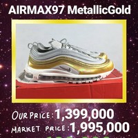 Butuh sneakers baru atau ingin memanfaatkan uang THR untuk tampil menarik saat Lebaran? Ada Airmax97 Metallic Gold yang turun jadi Rp 600 ribu. Foto: Instagram