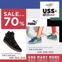 USS Yard Sale sedang diadakan di Senayan City, tepatnya di The Hall lantai 8. Berbagai sneakers diskon hingga 99%. Salah satu brand yang banting harga adalah Puma. Foto: Instagram