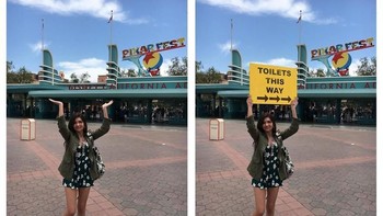 Minta diedit agar tangannya memegang papan penanda. Foto: James Fridman