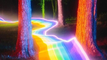 Untuk membuat jarak dan lebar yang merata dari setiap jalur Rainbow Road, Daniel menggunakan rig lampu yang dibuat khusus. Rig ini masing-masing memiliki filter gel yang memberikan cahaya warna yang unik. Foto: Daniel Mercandante via Brainberries