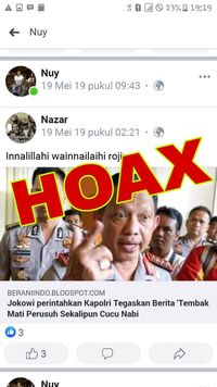 Hoax yang ikut disebar Hardianor