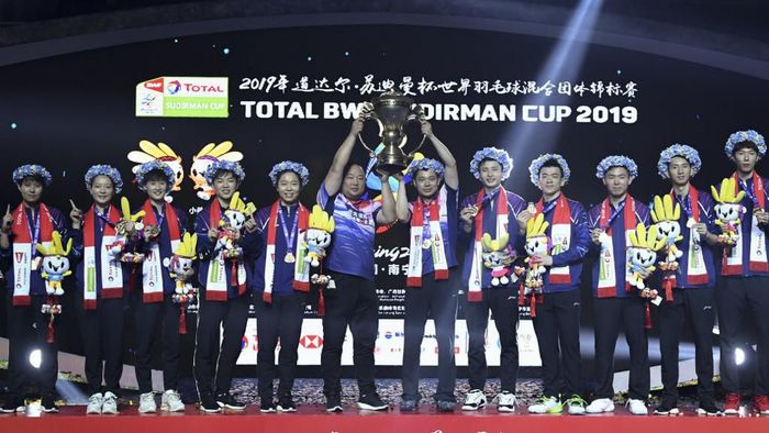 China juara Piala Sudirman 2019 usai mengalahkan Jepang 3-0. (Wang Zhao/AFP)