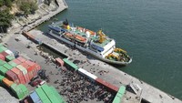 Begini penampakan udara suasana di Pelabuhan Gorontalo, Kota Gorontalo.