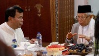 Kehadiran Maruf menjelang kumandang adzan Maghrib, langsung disambut Nurdin Tampubolon, jajaran pengurus DPP Barnus, jajaran Direksi PT. BUM dan Nusantara TV. Foto: dok. Barisan Nusantara