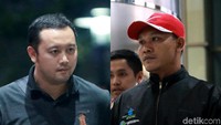 Dua orang yang diamankan saat operasi tangkap tangan (OTT) tiba di gedung KPK. Dua orang itu terjaring OTT pejabat imigrasi di Nusa Tenggara Barat (NTB).