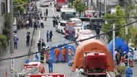 Aksi penikaman massal terjadi di Kawasaki, Jepang. Seorang pria bersenjatakan dua pisau menikam orang-orang yang sedang menunggu bus di halte pada Selasa (28/5) pagi waktu setempat. Foto: Kyodo/via REUTERS