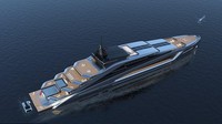 Kapal yacht ini bahkan punya 3 buah kolam renang sekaligus. Panjang kapal ini mencapai 135 meter (dok. Kurt Strand Design)  