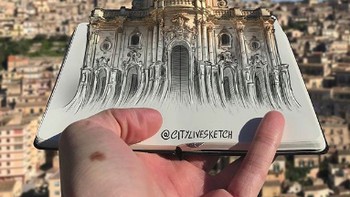 Seperti gambar ini katedral di Italia. (instagram.com/citylivesketch)