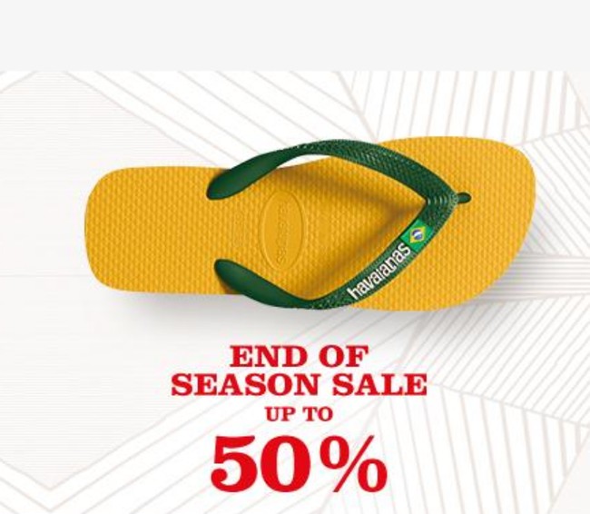 Butuh sandal untuk bepergian selama libur Lebaran? Havaianas yang tengah sale bisa dipertimbangkan. Dapatkan diskon 50% dan tambahann diskon 10% untuk transaksi dengan kartu kredit. Segera kunjungi tokonya karena penawaran disediakan terbatas.  Foto: Istimewa