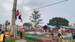 Keren! Posko Mudik Ini Sediakan Flying Fox