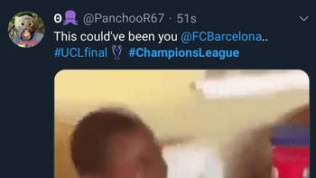 Barcelona, yang secara dramatis disingkirkan Liverpool di seminal, tak absen kena sindir. (Foto: Internet/Twitter)
