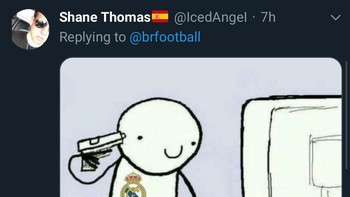 Mungkin begini ekspresi fans Real Madrid saat ini karena klub kesayangannya ikut kena sindir. (Foto: Internet/Twitter)