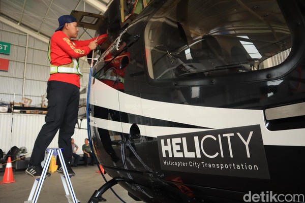 Pihak Whitesky Aviation memiliki sejumlah armada helikopter seperti jenis Bell dan lainnya (Randy/detikcom)