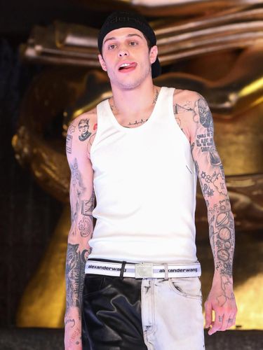 Actor Pete Davidson presents a creation from Alexander Wang's 