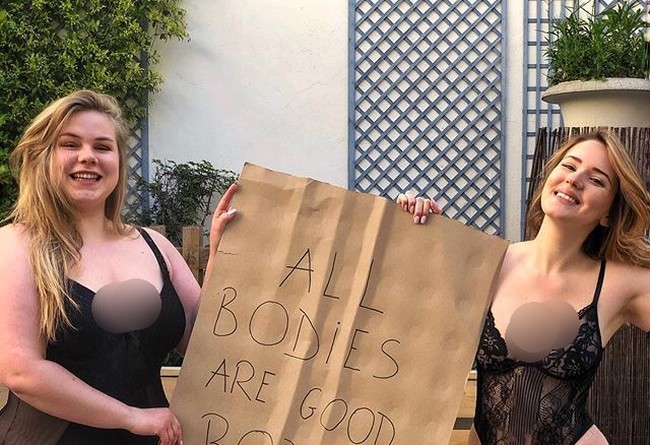 Namun, Aubery mengklaim satu foto baru-baru ini, di mana dia berdiri dengan seorang teman memegang tanda bertuliskan semua tubuh adalah tubuh yang baik telah menyebabkan beberapa kontroversi. (Foto: Instagram)