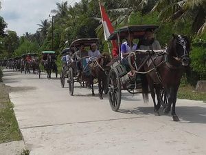 Ramai-ramai Naik Delman, Tradisi Warga Polewali Mandar Silaturahmi Lebaran