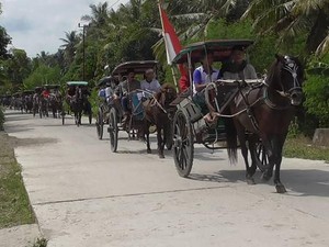 Ramai-ramai Naik Delman, Tradisi Warga Polewali Mandar Silaturahmi Lebaran