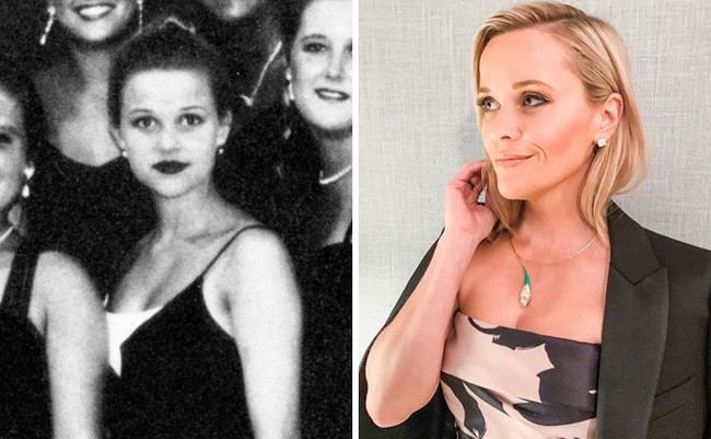 Reese Witherspoon tak mau melewatkan pesta prom dengan pulasan bibir yang biasa-biasa saja.  (Foto: Boredpanda)