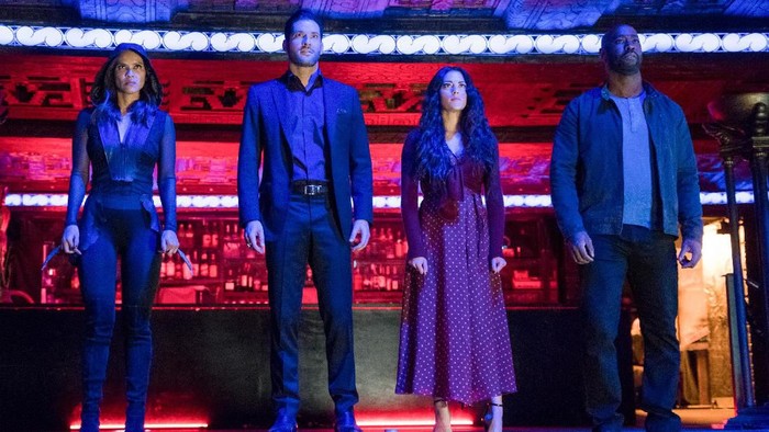LUCIFER
Season 4, EPISODE 10

PHOTO CREDIT
John P. Fleenor/Netflix

PICTURED
Lesley-Ann Brandt, Tom Ellis, Inbar Lavi, D.B. Woodside