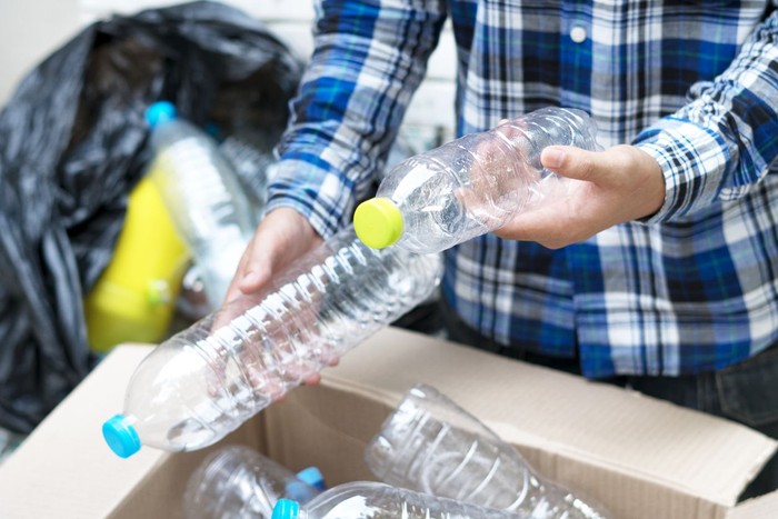 plastic bottle garbage for recycling concept reuse