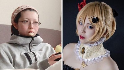 Bikin Melongo, Transformasi Cosplayer saat Tampil Tanpa Makeup dan Kostum
