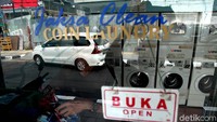 Penampakan salah satu lokasi laundry koin di kawasan Jalan Jaksa, Jakarta, Sebatu (8/6/2019).