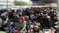 Begini suasana arus balik di Pelabuhan Bakauheni, lampung, Sabtu (8/6/2019).