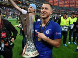 Sebelum meninggalkan Chelsea, Hazard juga tampil spektakuler di final Liga Europa 2019 untuk mengalahkan Arsenal dengan skor 4-1. Hazard bikin 2 gol dan 1 assist untuk membawa Chelsea juara. Foto: Michael Regan/Getty Images