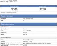 Hasil pengujian terhadarp tablet Samsung yang ditengarai merupakan Galaxy Tab S5.