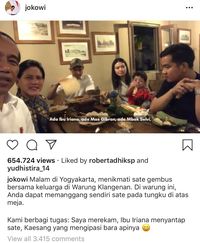 Makan Malam di Yogyakarta Jokowi dan Keluarga Pilih Nikmati Sate Gembus