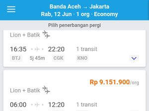 Harga Tiket Pesawat Banda Aceh-Jakarta Capai Rp 9 Juta