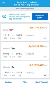 Harga Tiket Pesawat Banda Aceh-Jakarta Capai Rp 9 Juta