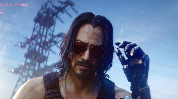 Keanu Reeves saat tampil di Cyberpunk 2077.