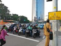 Suasana di jalan MH Thamrin usai libur Lebaran