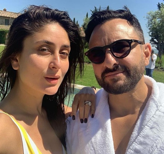 Pada foto lainnya yang menampilkan wajahnya tanpa makeup saat berpose bersama suaminya Saif Ali Khan, Kareena malah disebut seperti wanita berusia 60 tahun. Padahal usianya saat ini 38 tahun. Foto: Instagram @therealkareenakapoor
