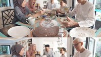 Makan bersama dengan mamah, papah, kakek dan nenek. Noah tampak sangat senang sekali. Hmm, hidangan spesial lebaran pun disajikan lengkap. Foto: Instagram@bclsinclair